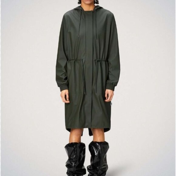 Rains String Parka Evergreen, Size: Small - Picture 1 of 3